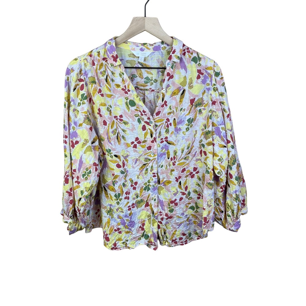Lauren Conrad Floral Shirt Spring Garden Party Cottagecore LargeBoho Chic Blouse